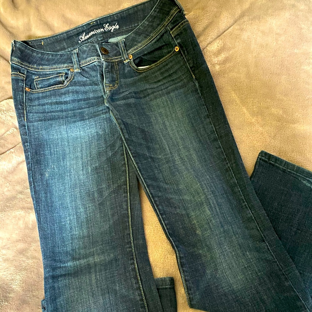 Boot cut jeans.